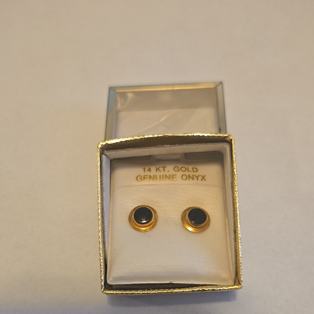 14K Gold and Onyx Stud Earrings